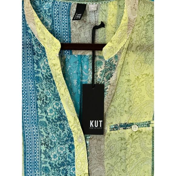 Kut From the Kloth Button Down Sheer Long Sleeve Top New Medium - Picture 4 of 5